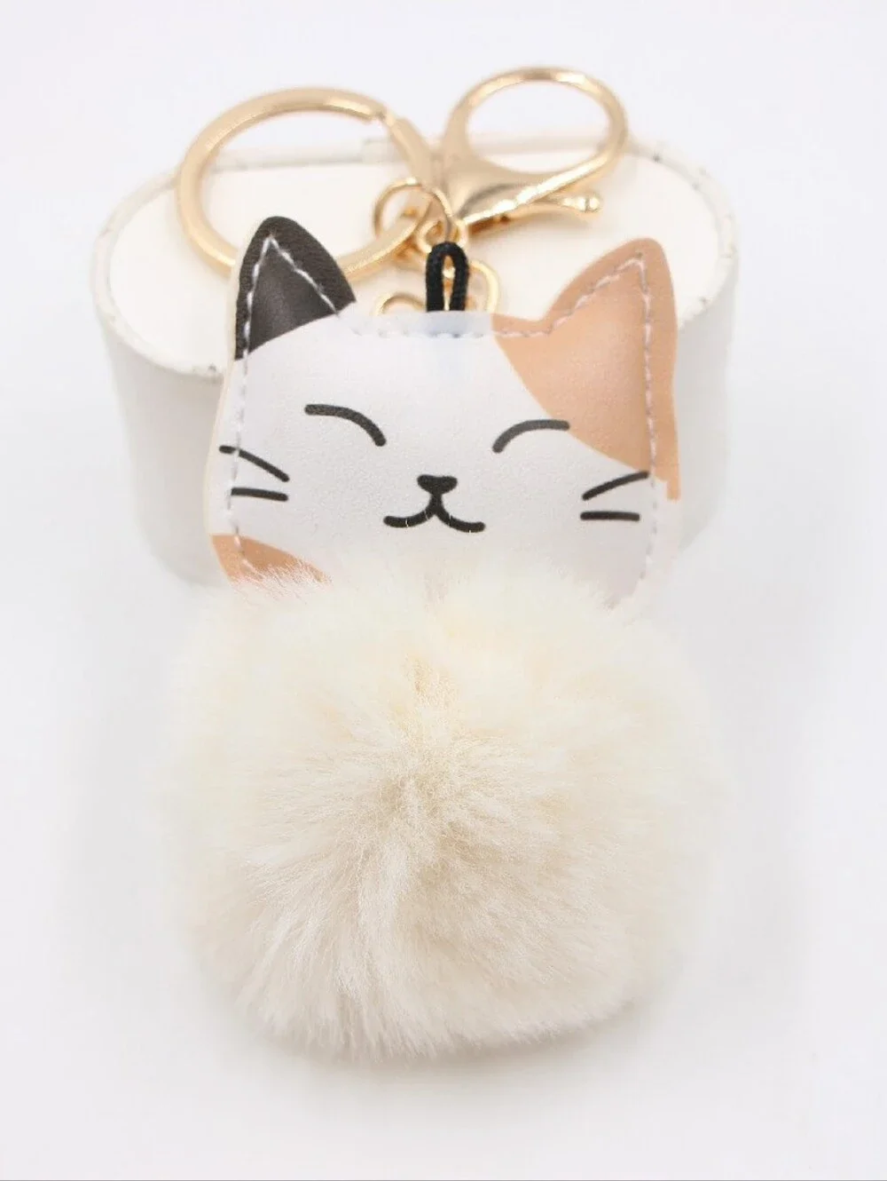 Cat Pom-Pom Keychain Plush - Red